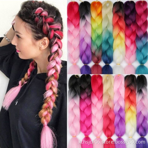 Wholesale Synthetic Hair Yaki Colorful Braiding Pre Stretched Super Jumbo Hair Braid Crochet Braids For African Hair  for Women
